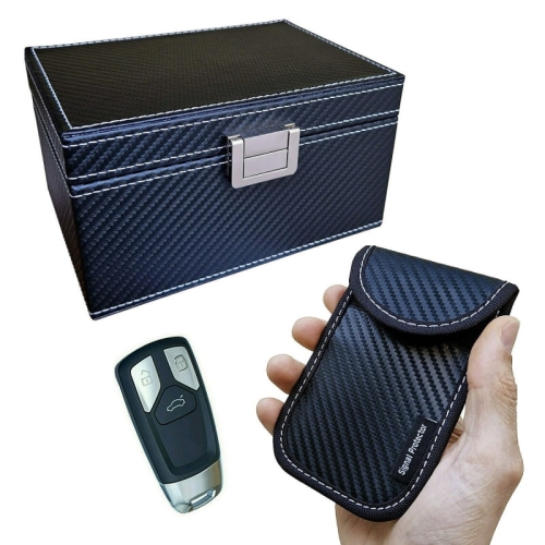 Signal Protector - BOX pudełko blokujące sygnał + etui na kluczyk KEYLESS klatka Faradaya CARBON