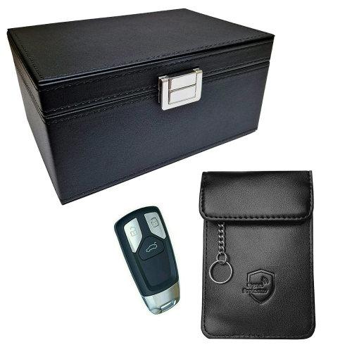 Signal Protector - BOX pudełko blokujące sygnał + etui na kluczyk KEYLESS klatka Faradaya CZARNY